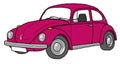 Red beetle line art retro car