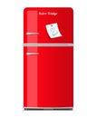 Red retro fridge with paper note