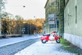 Red retro motorcycle scooter Royalty Free Stock Photo