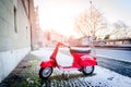 Red retro motorcycle scooter Royalty Free Stock Photo