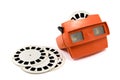 Red retro stereoscope isolated with reels on white background image Royalty Free Stock Photo