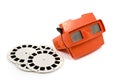 Red retro stereoscope isolated with reels on white background image Royalty Free Stock Photo