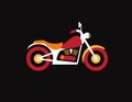 Red retro vintage motorcycle icon isolated on dark background