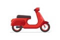 Red retro vintage scooter isolated on white bacground. Traditional recreational motorcycle transport. Moped delivery Royalty Free Stock Photo