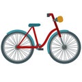 Red retro walking bike illustration on white background