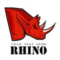 Red rhino with the sharp tusk / horn