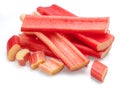 Red rhubarb stems\' cuts isolated on white background Royalty Free Stock Photo