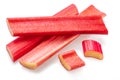 Red rhubarb stems\' cuts isolated on white background Royalty Free Stock Photo