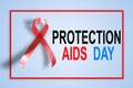 red ribbon. AIDS awareness sign. World HIV Day symbol.