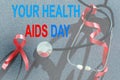 red ribbon. AIDS awareness sign. World HIV Day symbol.