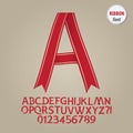Red Ribbon Alphabet and Digit Vector Royalty Free Stock Photo