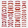 Red ribbon banner collection set. Red Shiny Scroll Frame Template isolated of white background Royalty Free Stock Photo