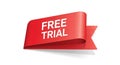 Red ribbon banner with white text FRETRIAL on a white background with subtle shadow effect Royalty Free Stock Photo