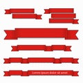 Red ribbon banner flags set. Retro elements collection Royalty Free Stock Photo