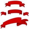 Red Ribbon Banner Icon Set Royalty Free Stock Photo