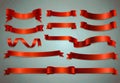 A red ribbon banner set is a versatile collection of vector illustrations featuring a variety of red ribbon designs. Royalty Free Stock Photo