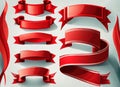 Red Ribbon or Banner Set on White Background - Big Collection, Vector Illustration Royalty Free Stock Photo