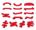Red ribbon banners isolated on white background. Red tapes. Royalty Free Stock Photo