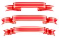 Red ribbon banners set, 3D rendering Royalty Free Stock Photo