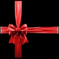 Red ribbon bow on black background. 3d Royalty Free Stock Photo