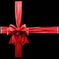 Red ribbon bow on black background. 3d Royalty Free Stock Photo