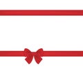 Red ribbon bow horizontal border.