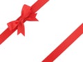 red ribbon with bow isolated on white background Royalty Free Stock Photo