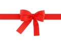 Red ribbon with bow isolated on white background Royalty Free Stock Photo