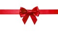 Red ribbon with bow with tails Royalty Free Stock Photo