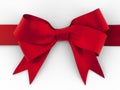 Red ribbon with bow with tails with clipping path Royalty Free Stock Photo