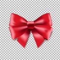 Red Ribbon Bow Transparent Background Royalty Free Stock Photo