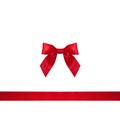 Red ribbon bow on white background.