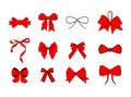 Red ribbon bows set. Design Elements Collection. Vector Illustration On White Royalty Free Stock Photo