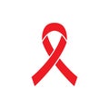 Red ribbon, breast cancer awareness flat vector icon for apps and websites Royalty Free Stock Photo