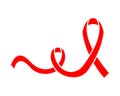 Red ribbon, breast cancer awareness flat vector icon for apps and websites Royalty Free Stock Photo