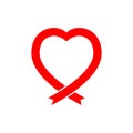 Red ribbon, breast cancer awareness flat vector icon for apps and websites Royalty Free Stock Photo