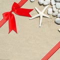 Red ribbon with corner bow Royalty Free Stock Photo