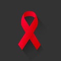 Red ribbon with dark background, hiv, AIDS Royalty Free Stock Photo