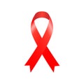 Red ribbon isolated on white background. Aids day symbol