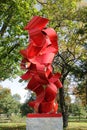 red ribbon metal art sculpture statue, on a pedastol Royalty Free Stock Photo