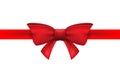 Red ribbon with red bow on a white background. Vector isolated bow decoration for holiday present. Gift element for card design Royalty Free Stock Photo