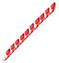 Red ribbon. Rolled satin swirl. Realistic mockup