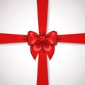 Red Ribbon with Satin Bow Tied Around Gift Box Royalty Free Stock Photo