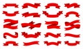 Red ribbon Text banner flat tape icon vector set