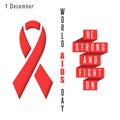 Red ribbon symbol aids world day poster, syndrome hiv positive, mockup graphic design medical banner Royalty Free Stock Photo