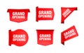 Red ribbon with text grand opening. Banner ribbon label grand opening Royalty Free Stock Photo