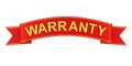 Red ribbon with text warranty on white background. Isolated 3D illustration Royalty Free Stock Photo