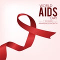 Red ribbon for world AIDS day 1 December Awareness Month