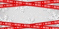 Red ribbons for Christmas sale isolated on transparent background. Snowflakes cut out of paper. Big sale. Graphic elements. Vector Royalty Free Stock Photo