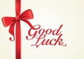 Red ribbons and greeting card, bows, good luck Royalty Free Stock Photo